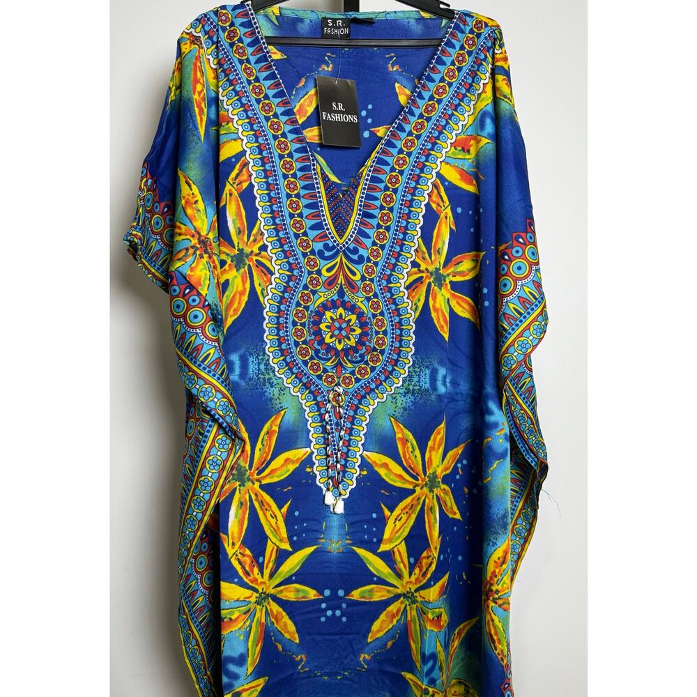S.R. Fashions Blue and Yellow Maxi Dress
